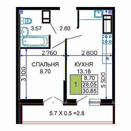 1 комнатная